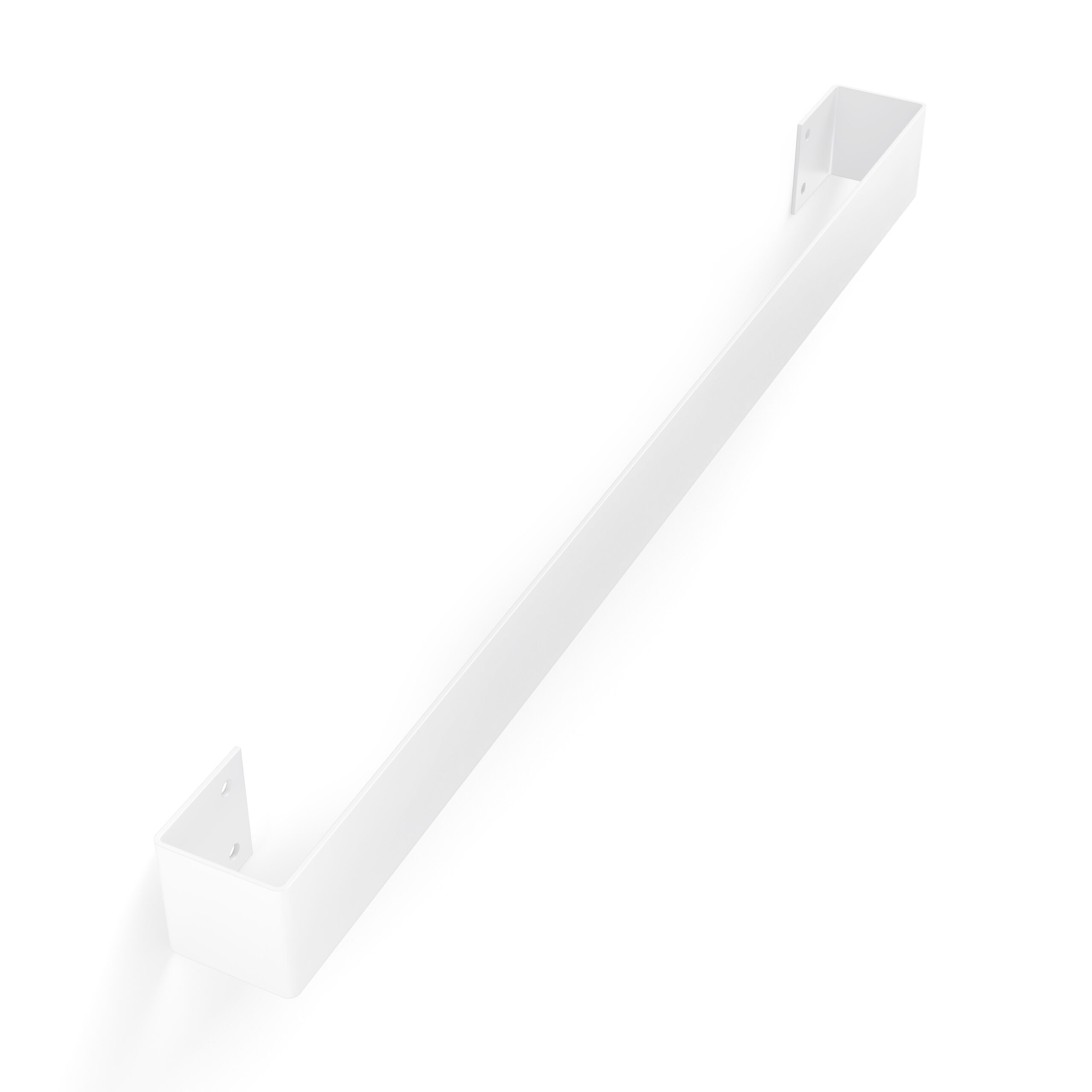 Minimalistyczny, biały wieszak na ręczniki wykonany z trwałego aluminium. Nowoczesny, loftowy design z podwójną belką, idealny do eleganckich i funkcjonalnych łazienek. Montowany na ścianie, zapewnia wygodne przechowywanie i szybki dostęp do ręczników.