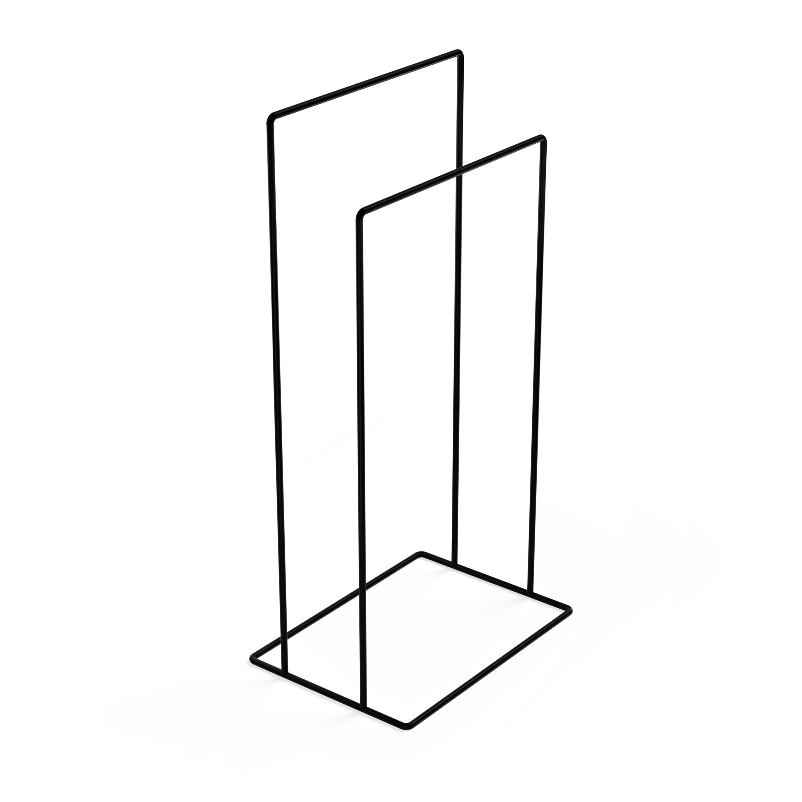 Stojak na ręczniki wolnostojący w kolorze czarny na białym tle