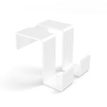 Podwójny haczyk na kaloryfer, aluminiowy, na białym tle. W kolorze biały mat