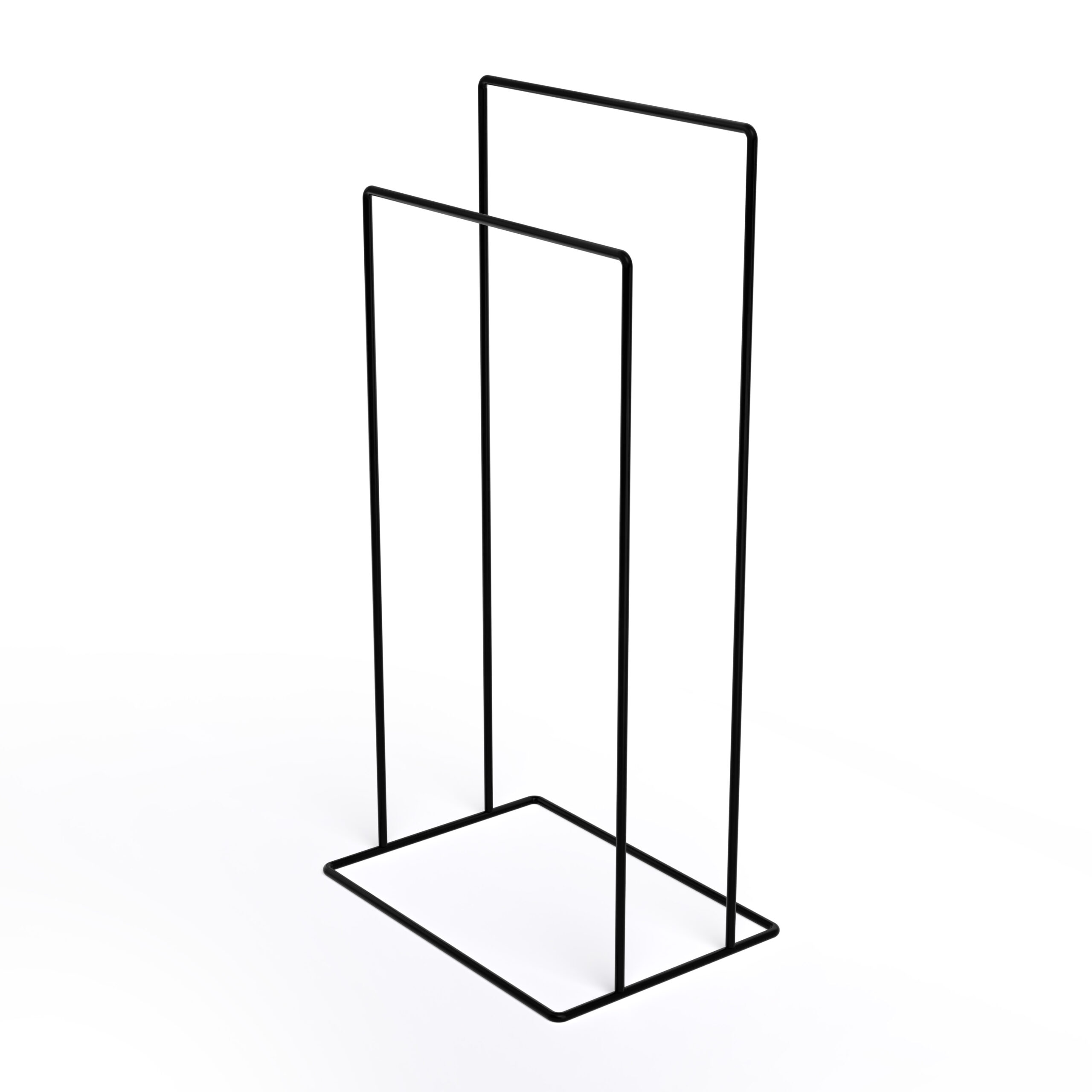 Stojak na ręczniki wolnostojący w kolorze czarny na białym tle