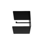 czarny, metalowy uchwyt na papier toaletowy Nira, na białym tle – minimalistyczny design w stylu industrialnym