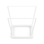 Stojak łazienkowy wolnostojący w kolorze matowej bieli, o prostym, geometrycznym kształcie. Minimalistyczna konstrukcja z dwiema poprzeczkami idealna do suszenia ręczników.
